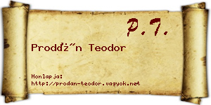 Prodán Teodor névjegykártya